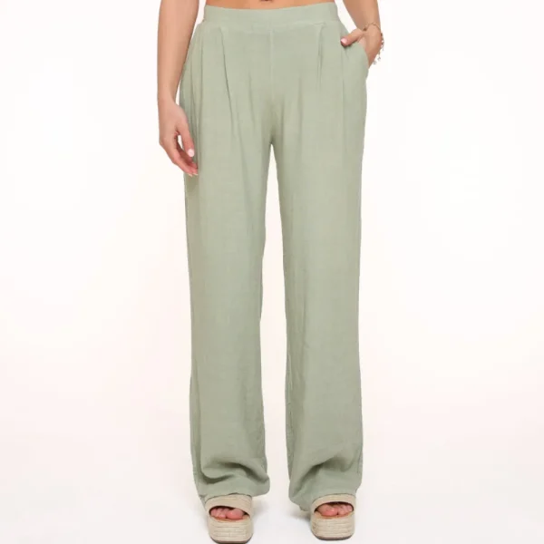 Army Green Linen-Pants<Olivia & Kate Fashion