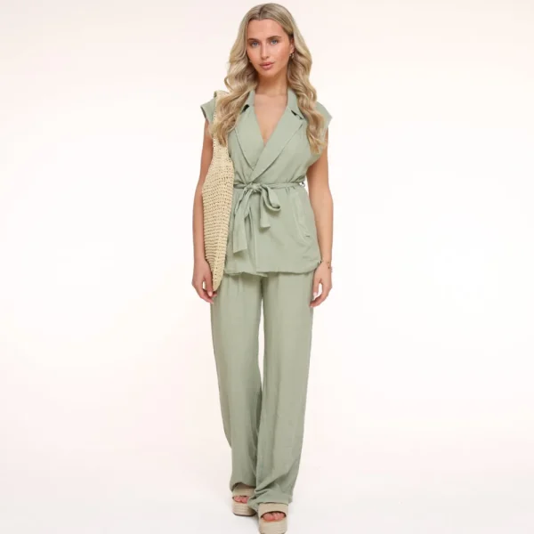 Army Green Linen-Pants<Olivia & Kate Fashion