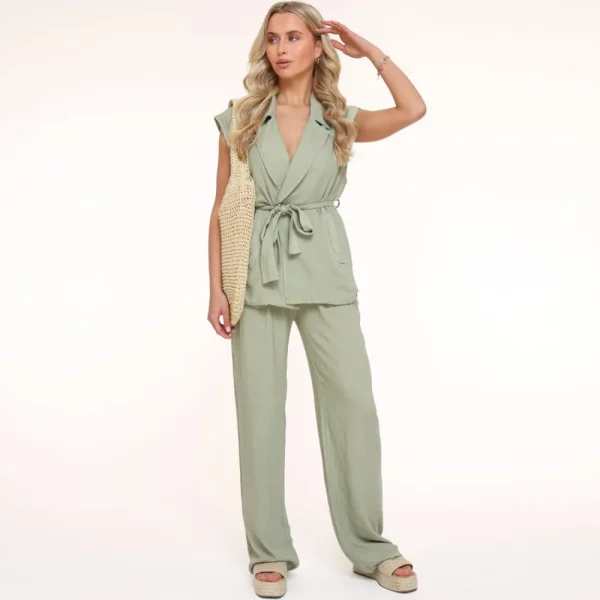 Army Green Linen-Pants<Olivia & Kate Fashion