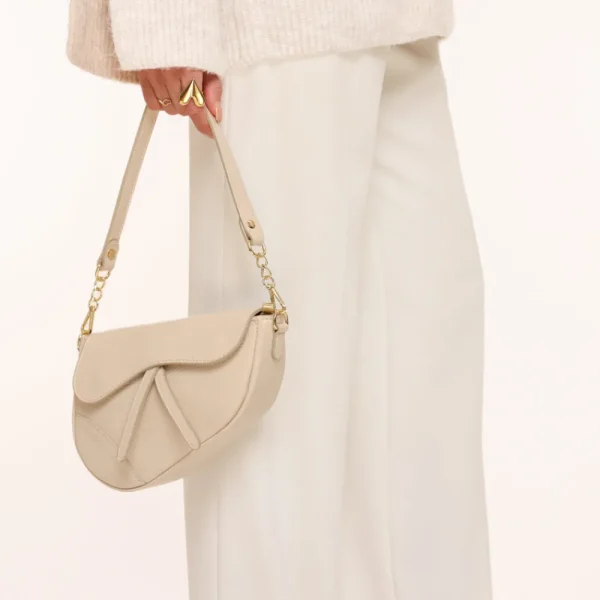 Beige Leather Saddle-Bag<Olivia & Kate Outlet