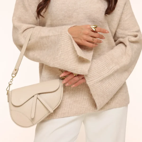 Beige Leather Saddle-Bag<Olivia & Kate Outlet