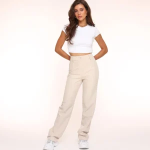 Beige Tracie Straight-Pantalon<Olivia & Kate Flash Sale