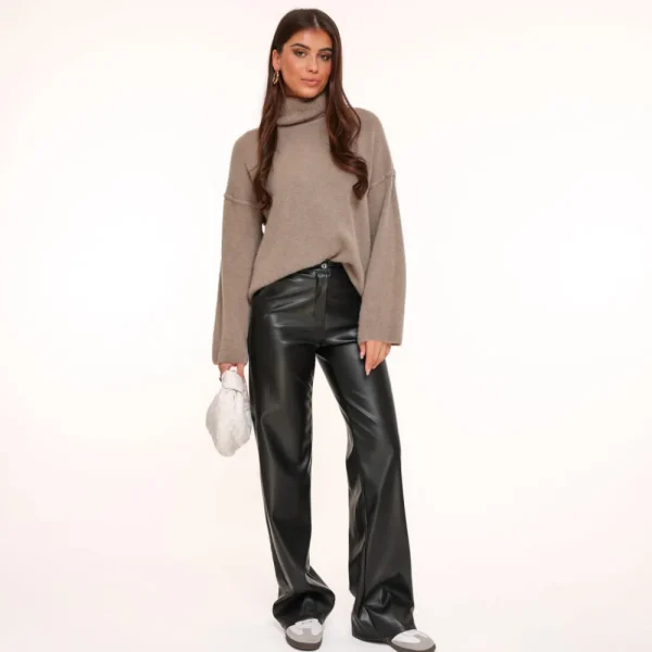 Black Pu Leather-Trouser<Olivia & Kate Sale