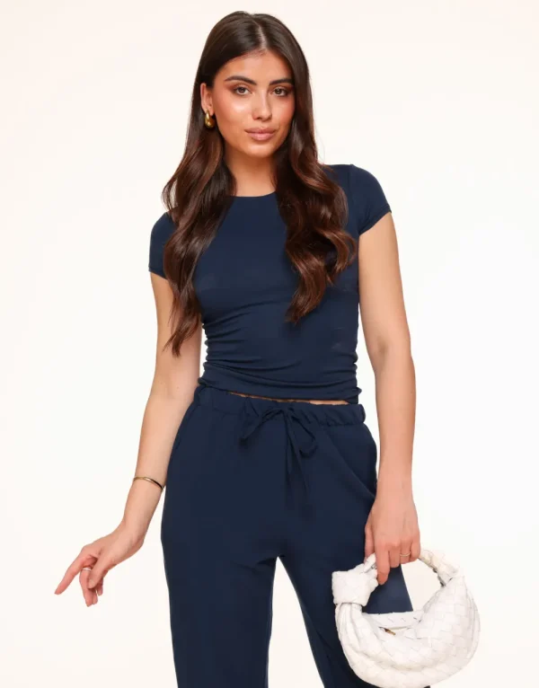 Dark Blue Basic Ss-Top<Olivia & Kate New