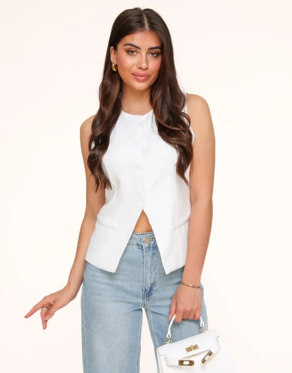 White High Buttons-Gilet<Olivia & Kate Hot