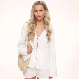 White Linen-Cardigan<Olivia & Kate Flash Sale